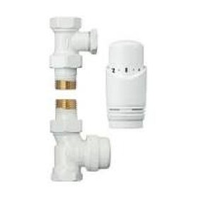 INVENA Termostatická sada ventilů, rovná, bílá: hlavice, termostatický ventil, zpětný ventil, CD-77-P15-S