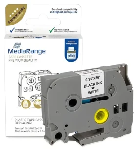 MediaRange kompatibilní páska s Brother TZ-221/TZe-221 černá/bílá / Páska do štítkovače / šířka 9 mm / délka 8 m (MRBTZ221)