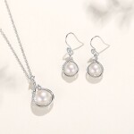 Souprava šperků se sladkovodní perlou Fiorteli, stříbro 925/1000, Bílá 40 cm + 2 cm (prodloužení)