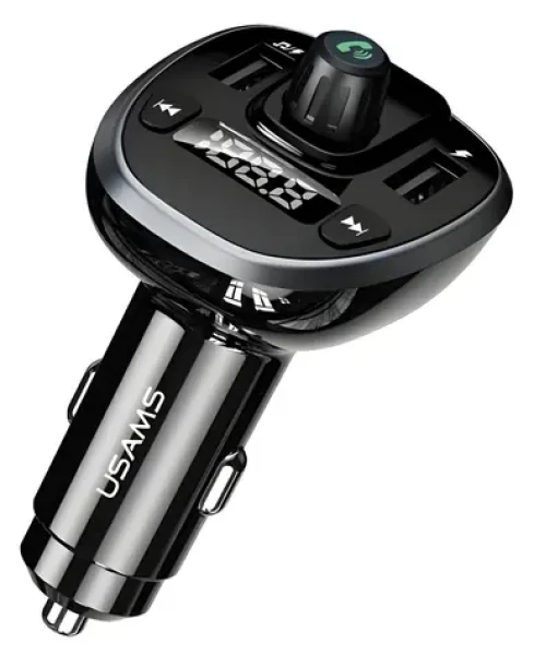 USAMS C21 černá / FM transmitter do auta / Bluetooth 5.0 / Handsfree / 2x USB 3,4A (CC115GC01)