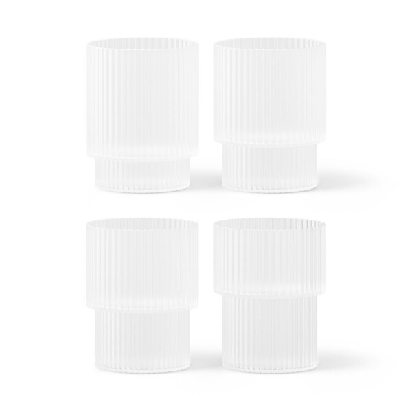 Ferm Living Skleničky Ripple Frosted 200 ml – set 4 ks, bílá barva, sklo