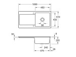 VILLEROY & BOCH - Keramický dřez Siluet 60 Stone white nástavný 1000 x 510 bez excentru 333601RW