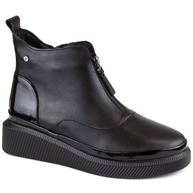 Filippo zateplené kožené boty na zip PAW483 černé
