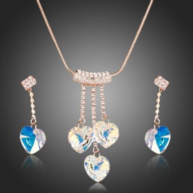 Souprava náhrdelníku a náušnic Swarovski Elements Betania - srdce, Zlatá 38 cm + 3 cm (prodloužení)