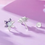 Stříbrné náušnice s motivem fialové lilie - stříbro 925/1000, Fialová