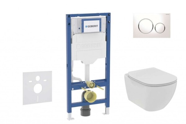GEBERIT - Duofix Set předstěnové instalace, klozetu Tesi a sedátka softclose, tlačítko Sigma20, bílá/chrom SANI11CD3111
