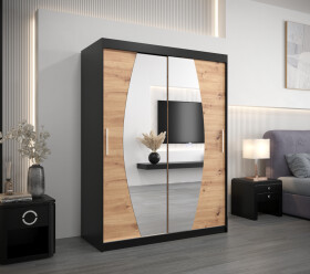 Šatní skříň Abi E0 Barva korpusu: Černá, Rozměry: 150 cm, Dveře: Dub artisan