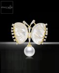 Brož s perlou Luren - motýl, Zlatá