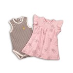 Dívčí set, body a šaty, Minoti, CROWN 4, růžová - 80/86 | 12-18m
