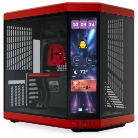 Hyte Y70 Touch Infinite červeno-černá / E-ATX / 2x USB-A 3.2 / 1x USB-C 3.2 / průhledná bočnice / Riser kabel / displej (CS-HYTE-Y70TI-RB)