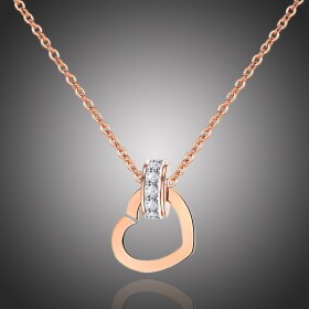 Ocelový náhrdelník se zirkony Bernice - chirurgická ocel, srdíčko, Zlatá 42 cm + 5 cm (prodloužení)
