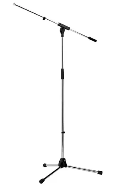 Mikrofonní stojan chrom / Stojan na mikrofon / Výškově nastavitelný 870–1575 mm / Podstavec O 250 mm (260/1)