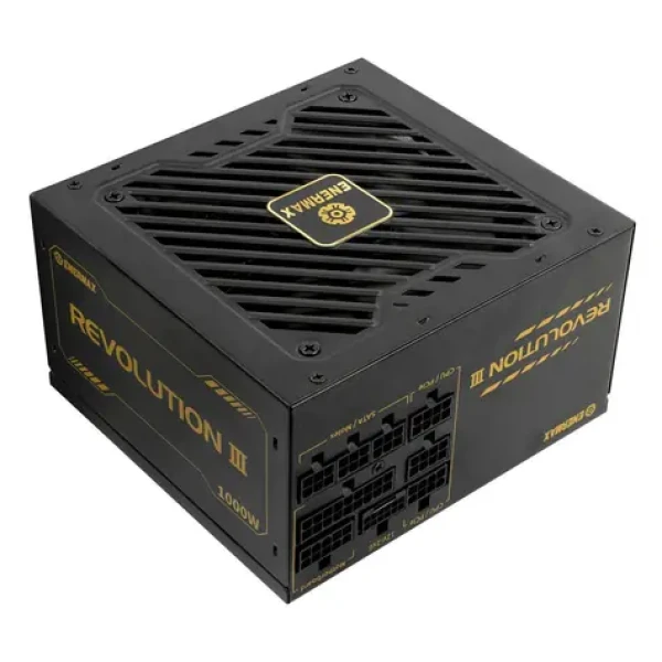 ENERMAX Revolution III 1000W / PC napájecí zdroj / ATX 3.1 / 1x 12-pin GPU / 3x PCIe / 80 PLUS Gold / modulární (ERV1000G-AHG-MAC)