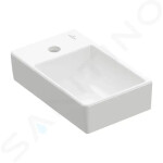 VILLEROY & BOCH - Avento Umývátko 360x220 mm, bez přepadu, otvor pro baterii vlevo, CeramicPlus, Stone White 43003RRW