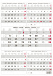 Kalendář nástěnný 2025 Pětiměsíční šedý