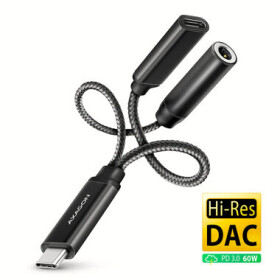 AXAGON ADA-HCPD audio adaptér USB-C (M) - 3.5mm Jack + USB-C (F) černá (ADA-HCPD)