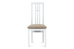 Jídelní židle, masiv buk, barva bílá, látkový béžový potah