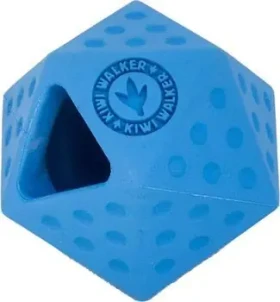 KIWI WALKER Gumová hračka ICOSABALL Mini modrá / Hračka pro psy / otvor na pamlsky / 6,5 cm (RUB-857)