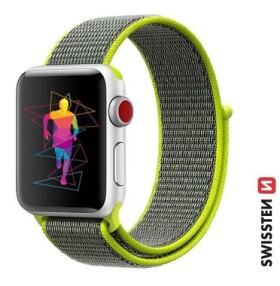 SWISSTEN Nylonový řemínek pro Apple Watch 38/40/41mm zářivě zelená (46000701)