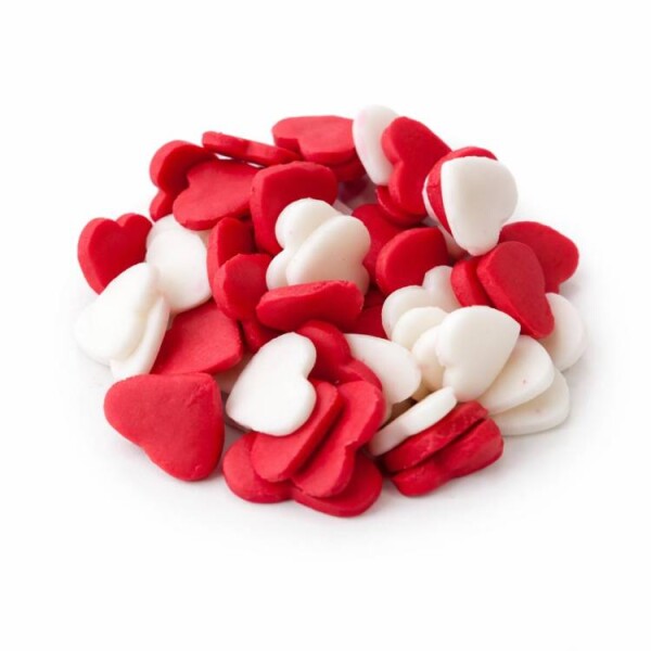Dortisimo Cukrová srdíčka velká bílá a červená (50 ks)