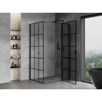 MEXEN/S - Mist T sprchový kout dveře křídlové pravá 85 x 75, černá dekor, černá 8A4T-085-075-70-77-P