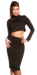 Sexy KouCla dlouhý rukáv crop top břicho zdarma black