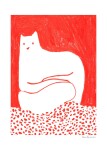 THE POSTER CLUB Autorský plakát Cat in Red by Cinzia Franceschini 30 x 40 cm, červená barva, papír