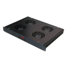 XtendLan Ventilační jednotka do 1U / Ventilační jednotka / 4x ventilátor / Termostat / hloubka 350 mm (SFAN1U4T-B-EK)