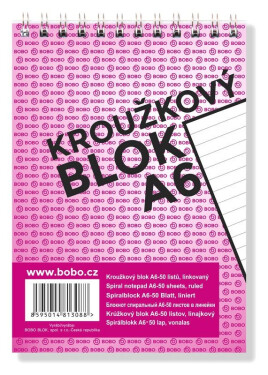 Blok s horní vazbou A6, linka, 50 listů