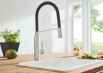 GROHE - Concetto Dřezová baterie s flexibilním ramenem s přepínačem, supersteel 31491DC0