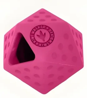 KIWI WALKER Gumová hračka ICOSABALL MAXI růžová / Hračka pro psy / otvor na pamlsky / 9 cm (RUB-256)