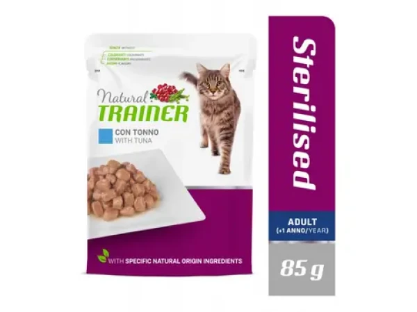 Natural Trainer Cat STERILISED tuňák 85 g / Kapsička pro kočky (8059149257235)