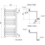 MEXEN - Loop otopný žebřík/radiátor 750 x 375 mm, 413 W, černá W129-0750-350-00-70