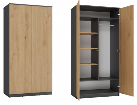 FRONTI Šatní skříň SD-90 Antracit + dub artisan 16790