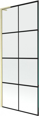 MEXEN/S - Next L vanová zástěna FIX 80 x 150, černá vzor, zlatá kartáčovaná 895-080-000-03-77-55