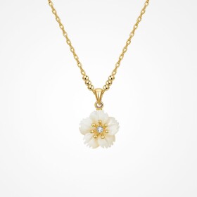 Náhrdelník s perleťovým květem Émilie, Zlatá 39 cm + 5 cm (prodloužení)
