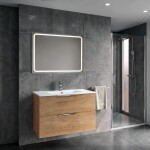 SAPHO - SET koupelnová skříňka CIRASA 100cm s umyvadlem a LED zrcadlem, 2x zásuvka, dub alabama KSET-108