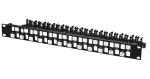 Lanview STP Cat6a 24 portů černý / Patch panel / 19" / 1U / RJ-45 / ocel (LVN127597)