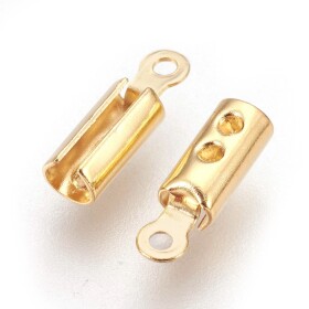 Koncovka z nerezové oceli - 10 x 3 mm - pozlacené 18K zlatem - 1 ks
