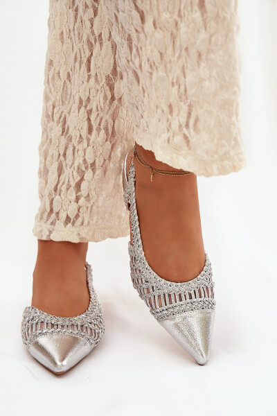 Dámské sandály s pletením na klíně stříbrné Nivorra 39