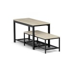 Botník 2 police, MDF dekor dub sonoma, kov - černý matný lak