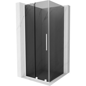 MEXEN/S - Velar L sprchový kout, posuvné dveře 90 x 90, grafit, bílá 871-090-090-43-20