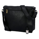 Praktická a módní univerzální velká koženková taška s klopou Berta, černá