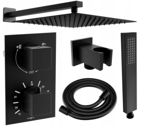 MEXEN/S - Cube DR02 podomítkový sprchový SET + slim sprcha 30 cm, černý 77502DR0230-70