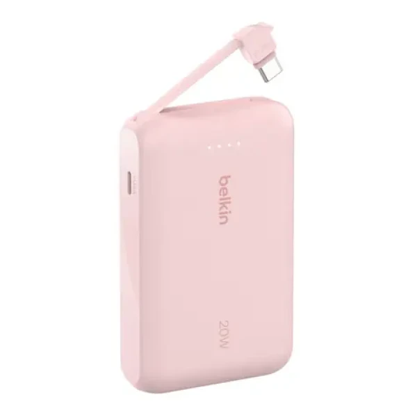 Belkin BOOST CHARGE PowerBanka 10000mAh + integrovaný kabel růžová / 20W PD / USB-C (BPB021hqPK)