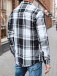 Pánská černobílá kostkovaná flanelová košile FashionStreet DX2675 XL