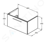 IDEAL STANDARD - i.Life B Umyvadlová skříňka 80x44x51 cm, 1 zásuvka, dub T5271NX