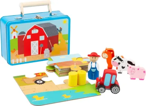 SMALL FOOT Puzzle s postavičkami v kufříku Farma