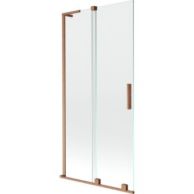 MEXEN/S - Velar L dvoukřídlá posuvná vanová zástěna 95 x 150, transparent, měď kartáčovaná 896-095-003-01-65