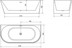 MEXEN/S - Oval vana volně stojící nástěnná 180 x 80, bílá, sifon a přepad nikl kartáčovaná 52671808000-97